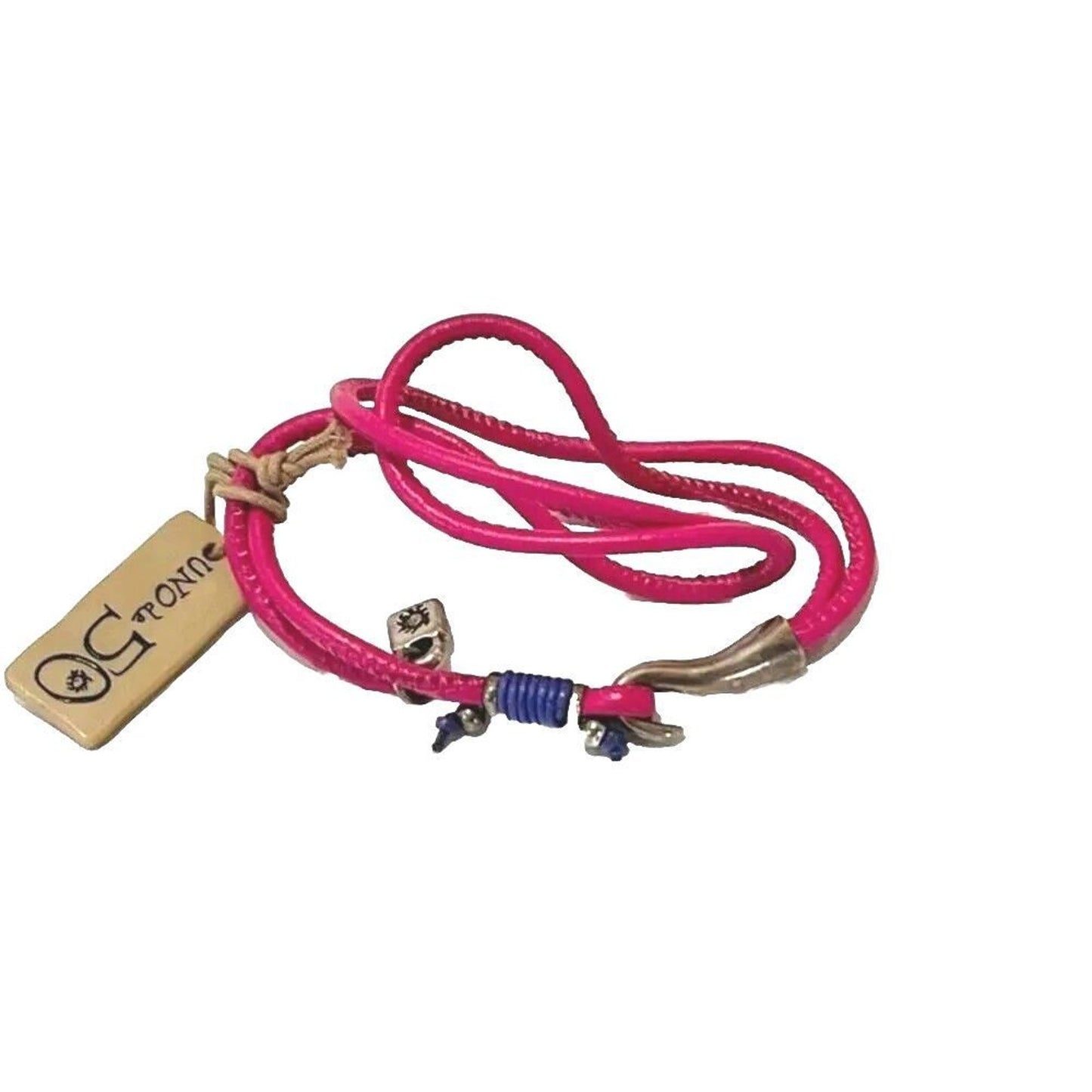 Uno De 50 Bracelet Double Pink Leather Silver Charm Unisex Men's Women's Spain