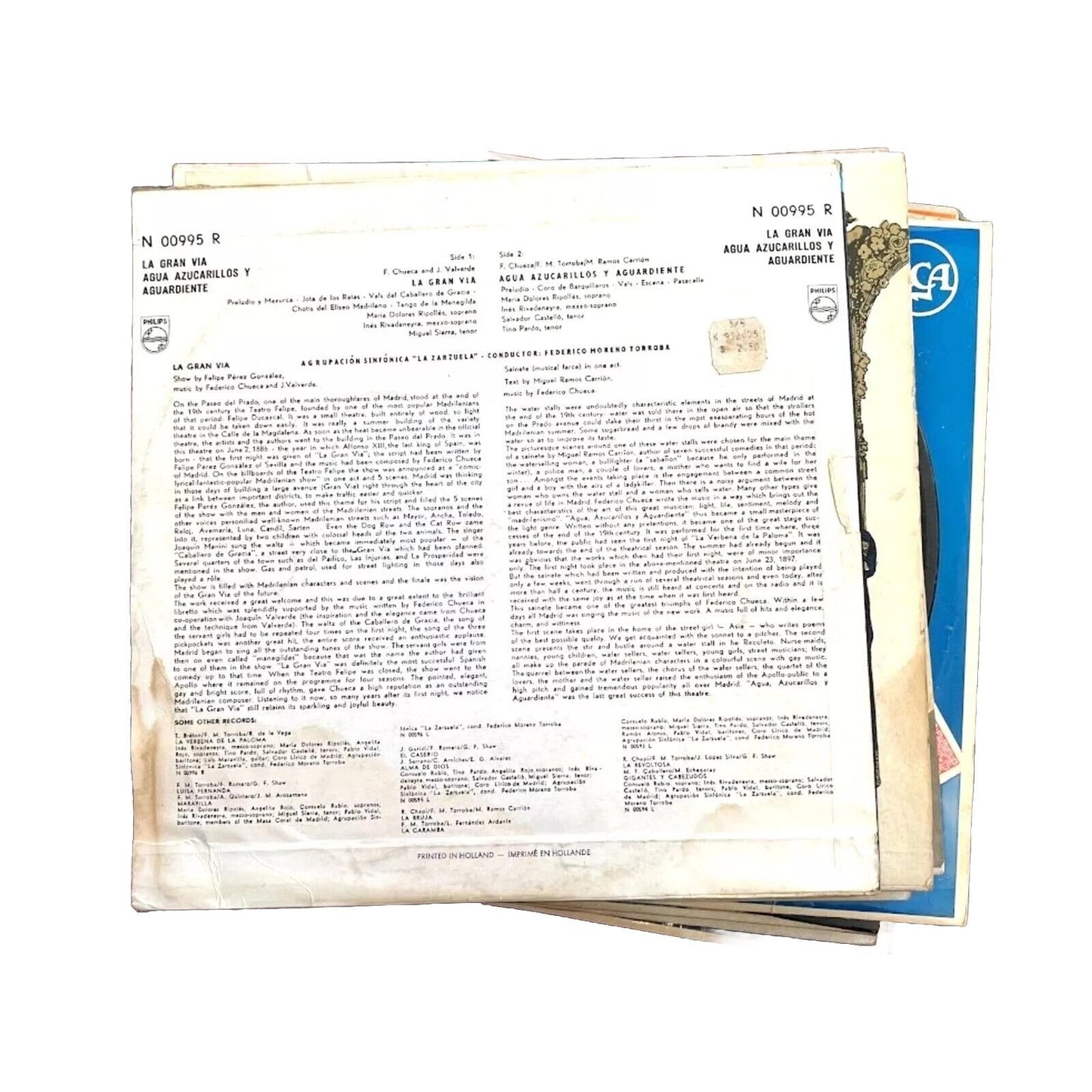 La Gran Via-Agua Azucarillos Aguardiente N 00995 R Philips 10" Vinyl Lp Record