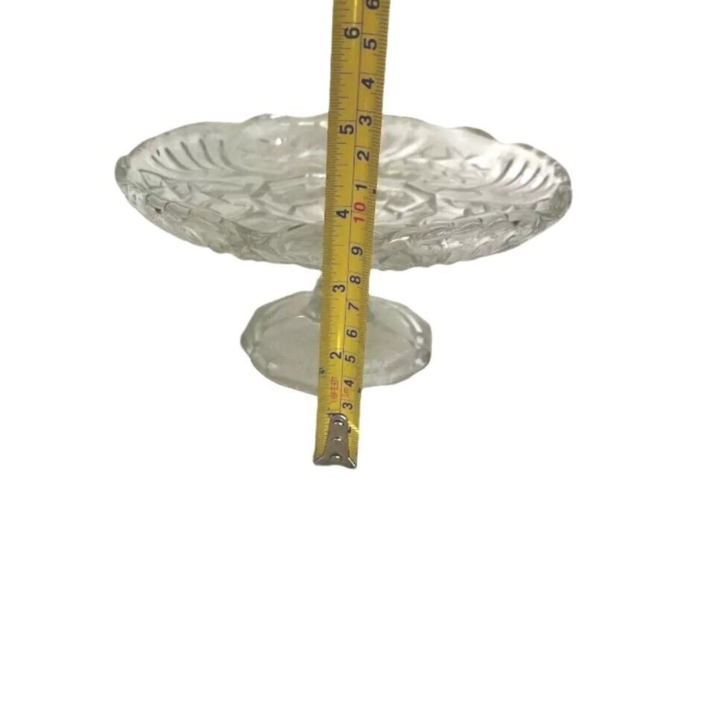 Mid Century W. Germany Crystal Pedestal Cake Plate Pressed Sunburst Beyer Glass