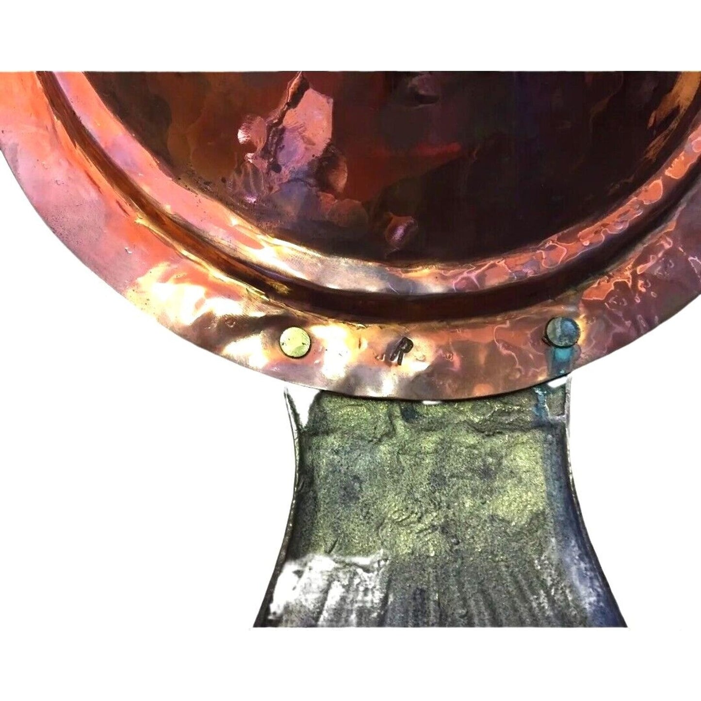 Antique Serving Dish Platter Cooking Lid Fish Seafood Oval Hammered Copper Brass