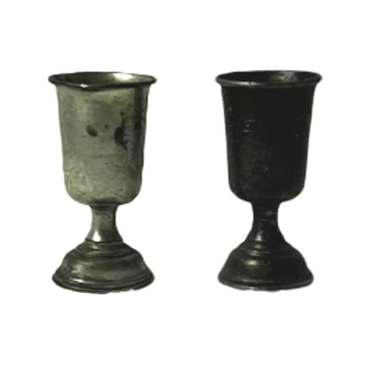 2 Liqueur Shots Cordial Goblets Stemware VTG Silverplate Antique 2.75"