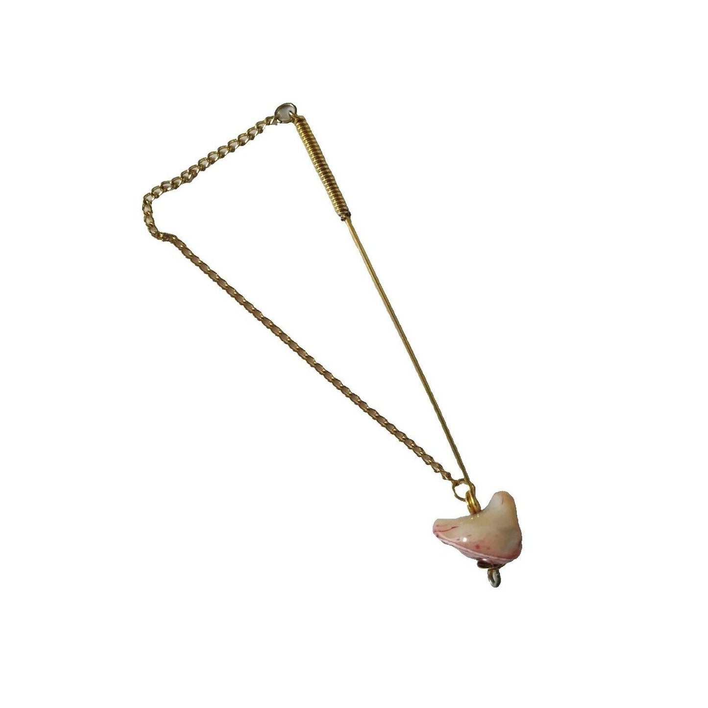 Antique Women's Hat Lapel Pin Pink Mother Of Pearl Gold Plated Estate Jewelry