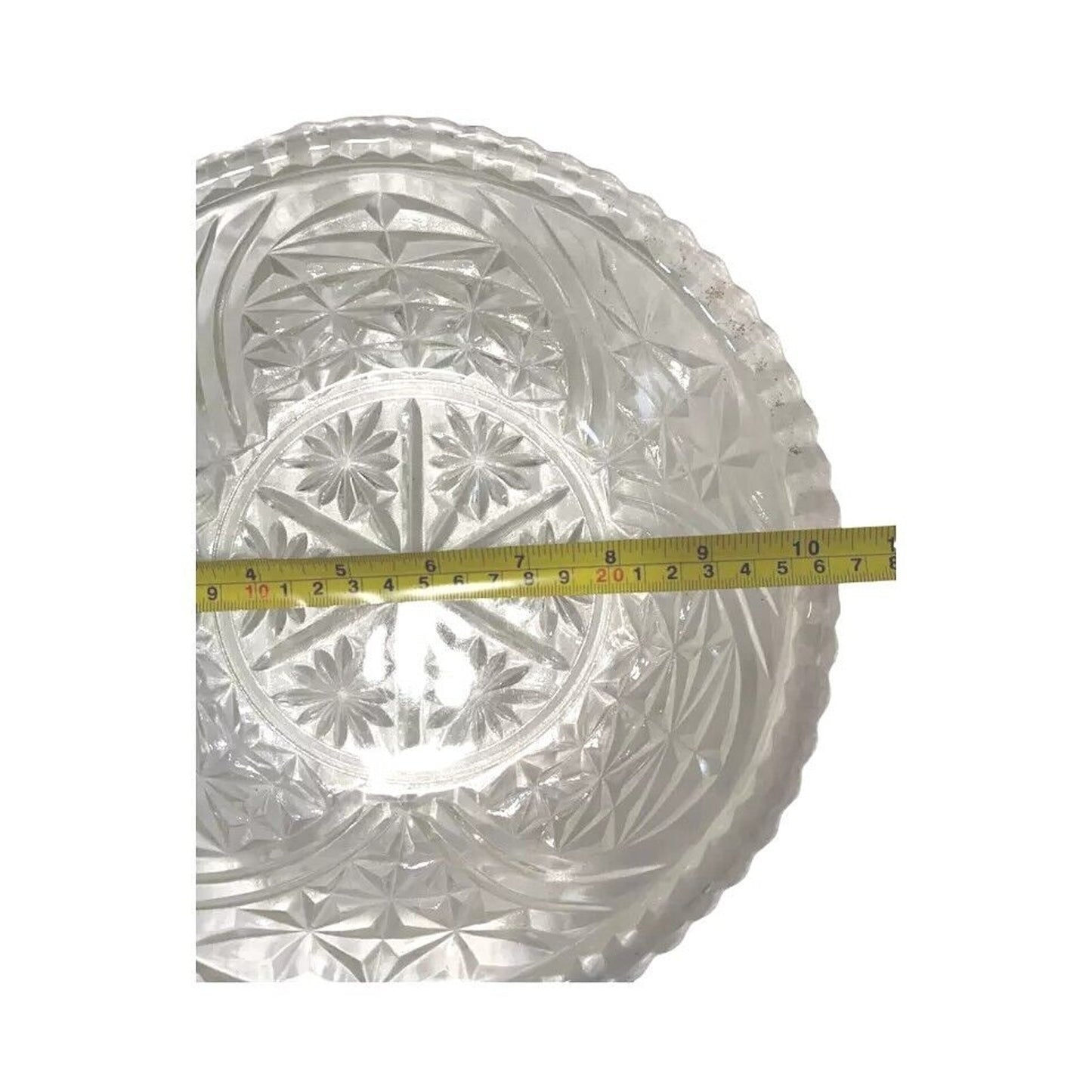 Vintage Anchor Hocking Crystal Glass Bowl 10.5"Stars & Bars