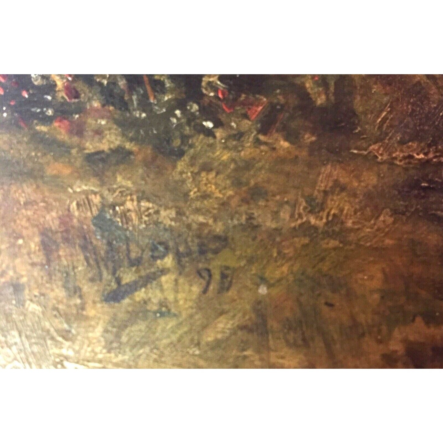 Renaissance Miniature Oil Painting On Board "Couple" M.Lopez Spain