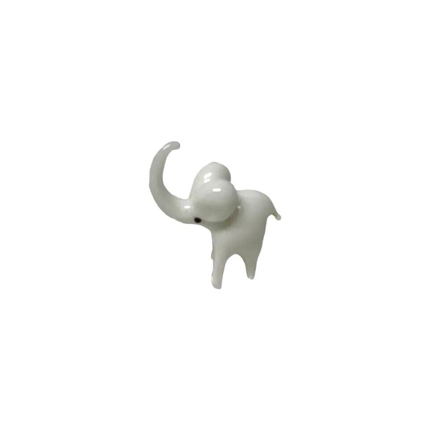 Vintage Elephant Figurine White Porcelain Trumpeting Small Mini