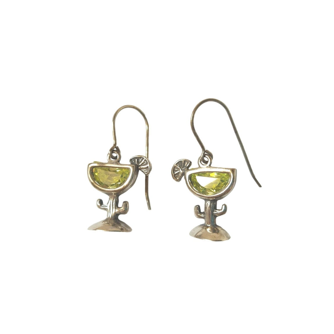 Silpada Green Peridot Margarita Cactus Dangle Earrings Sterling Silver 925