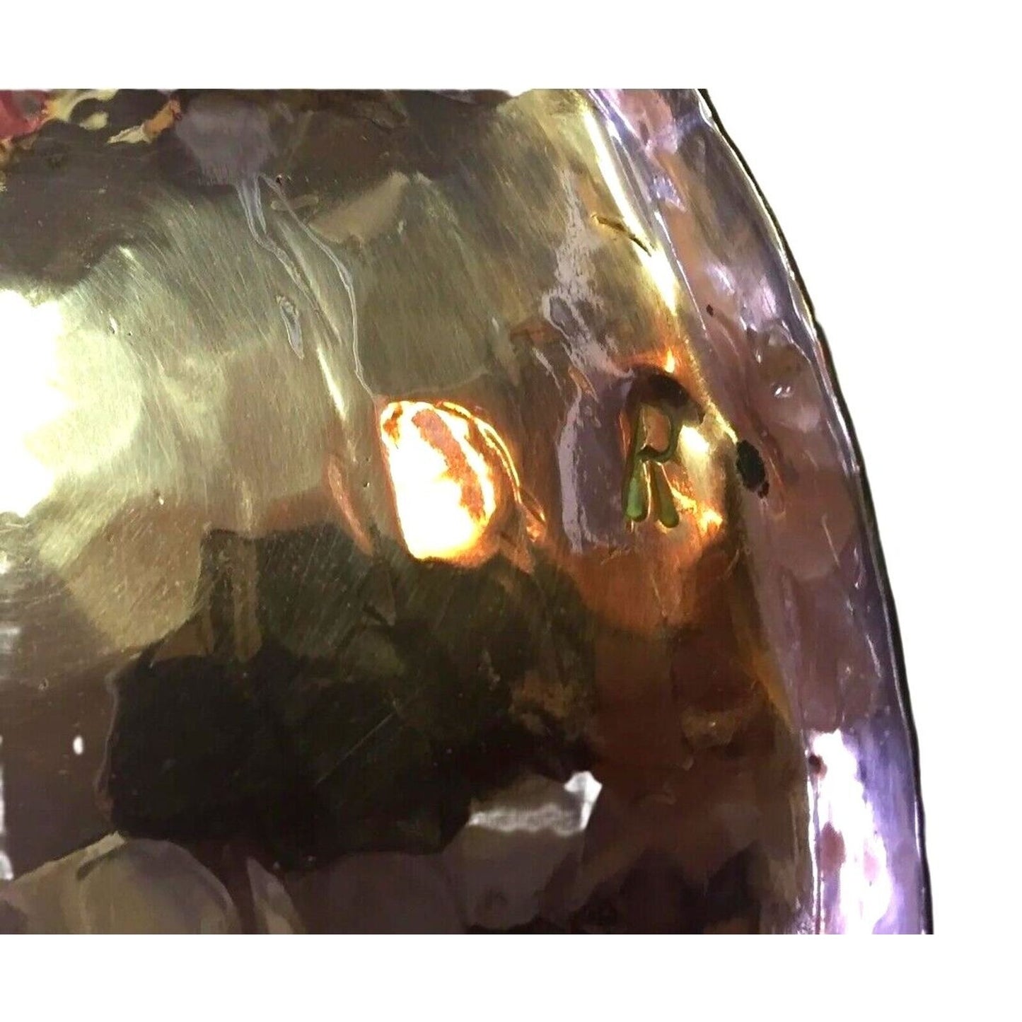 Antique Serving Dish Platter Cooking Lid Fish Seafood Oval Hammered Copper Brass