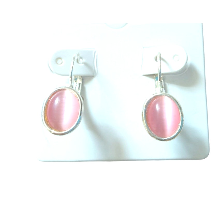 Vintage Pink mother Of Pearl Dangle Earrings Sterling Silver Plated Lever Back