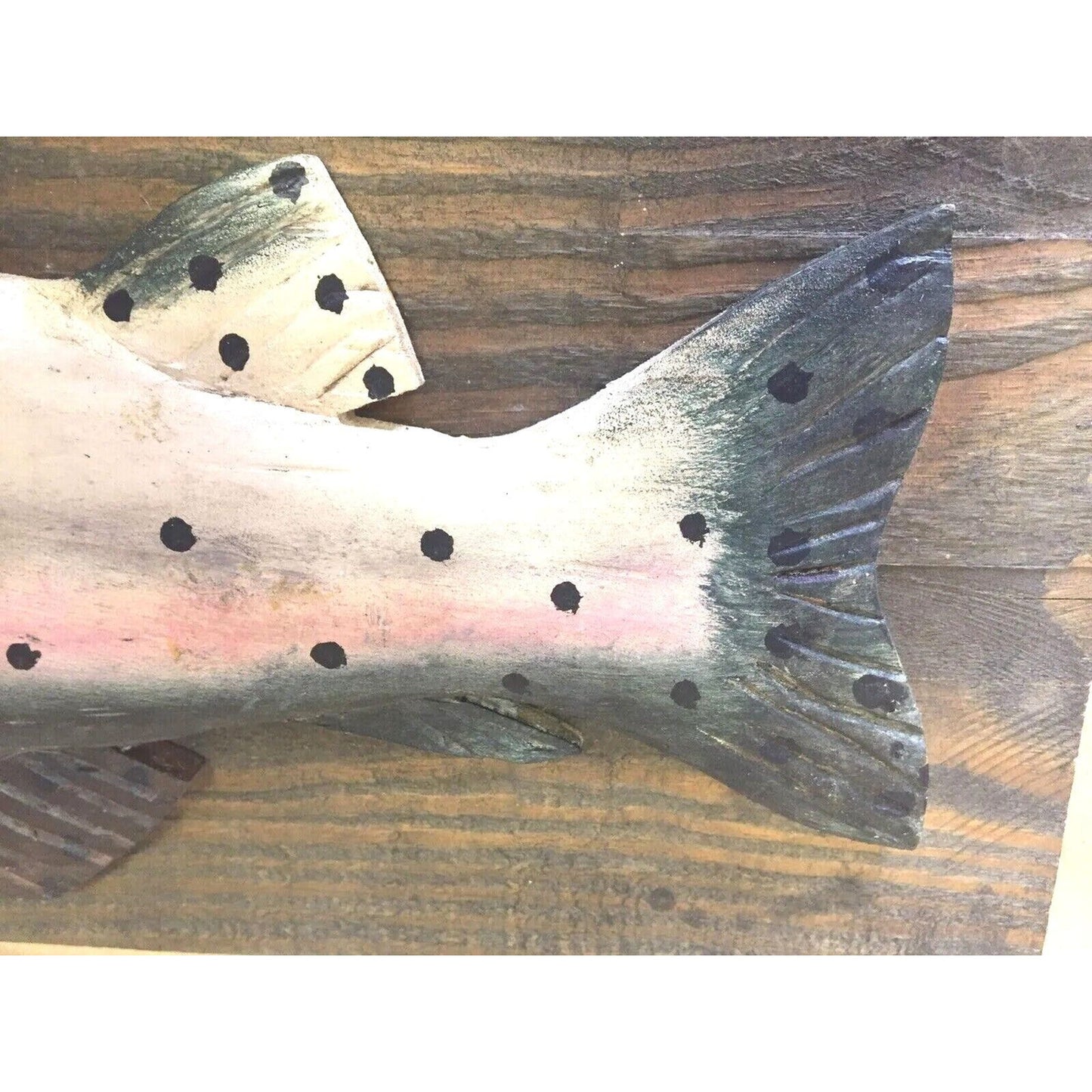 Vintage Nautical Rainbow Trout Fish Wall Hanging Art Handmade Wood Carved Art