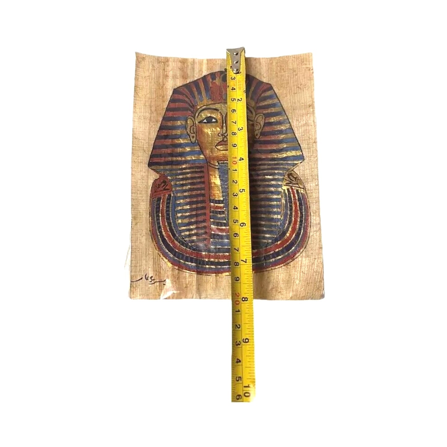 Ancient Egyptian Tutankhamun Sphyn Papyrus Painting Signed Art