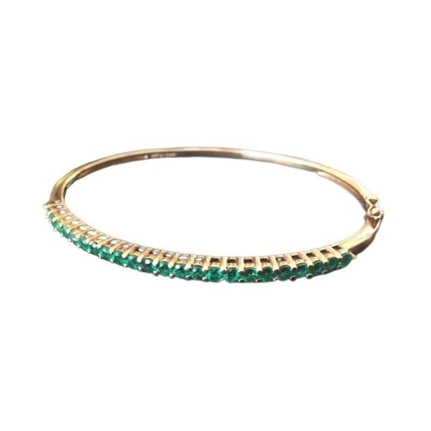 Vintage Bracelet Round Cut Emeralds Vermeil Gold Over Sterling Silver 925