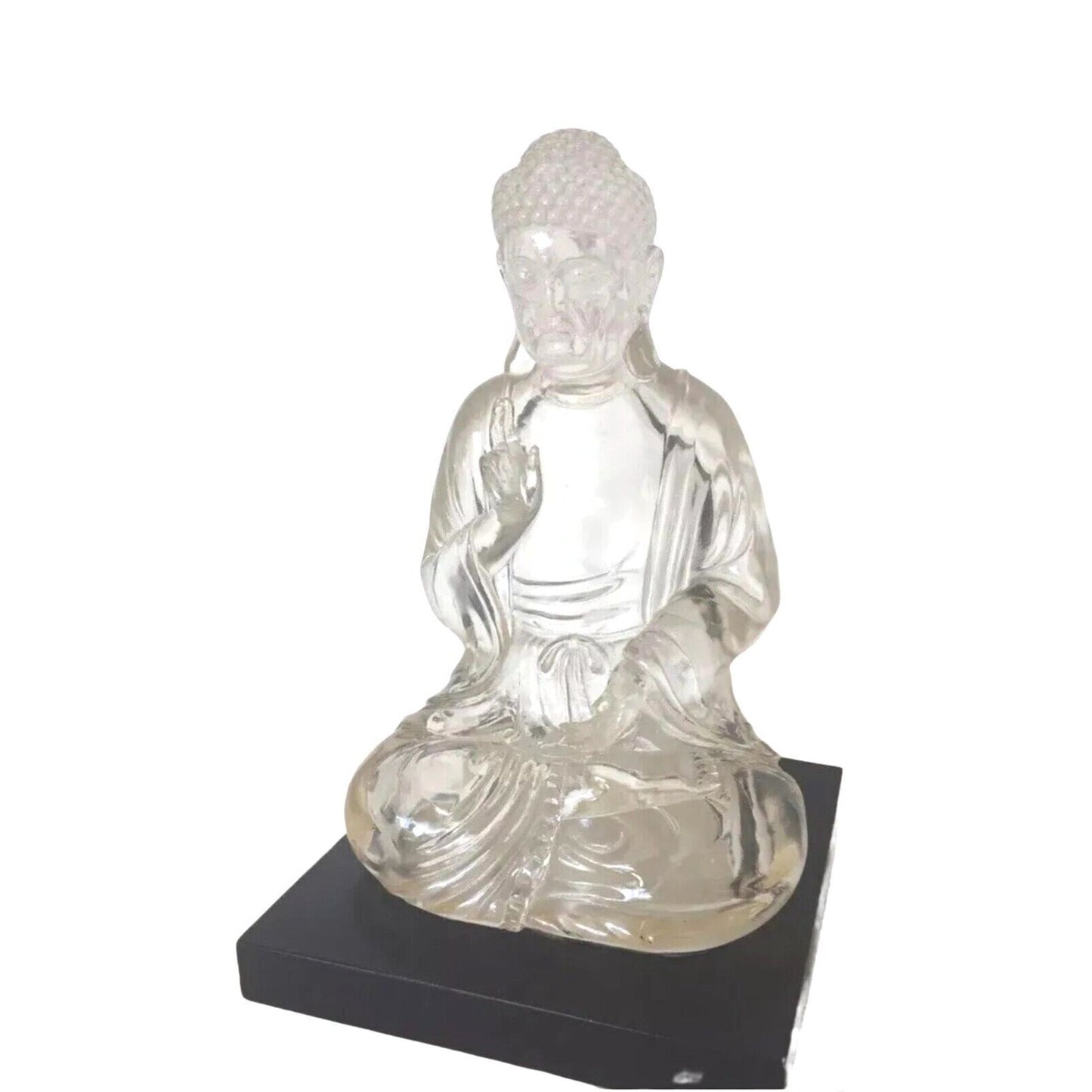 Vintage Lucite Sitting Buddha Statue – Elegance in Translucent Sculpture