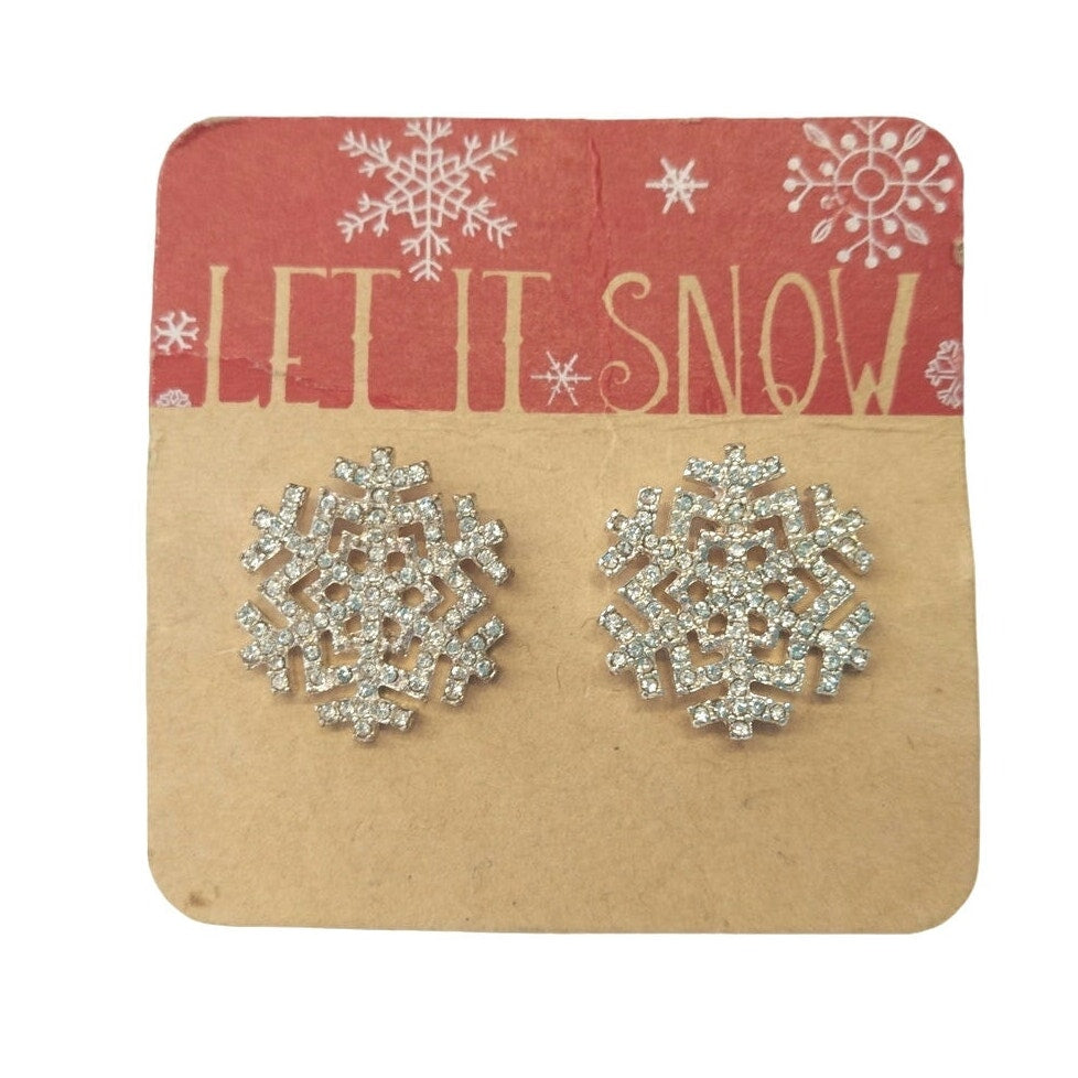 Francesca's Snowflake Cubic Zirconia Stud Earrings Sterling Silver Plated Post