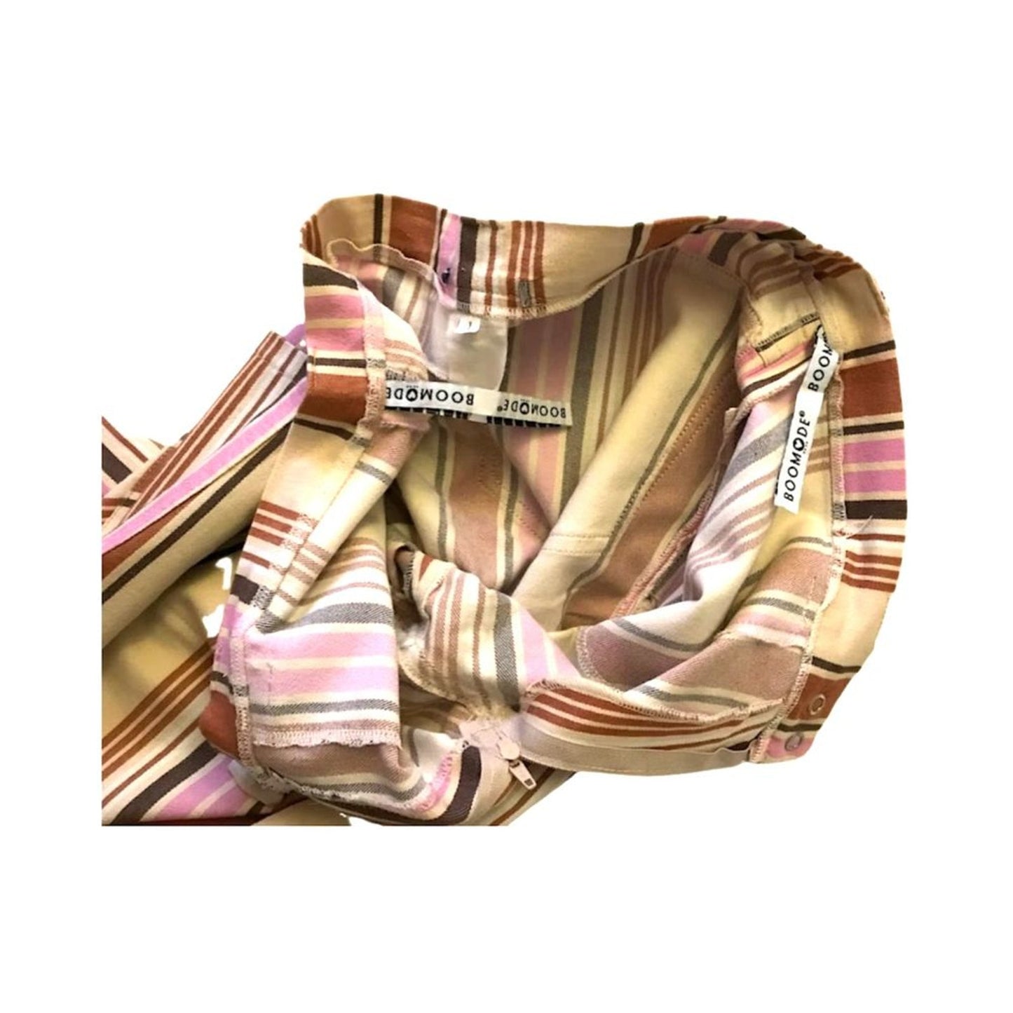 Boomode Women`s Pants Stripes Beige Pink Brown Sz Eu1 Us S