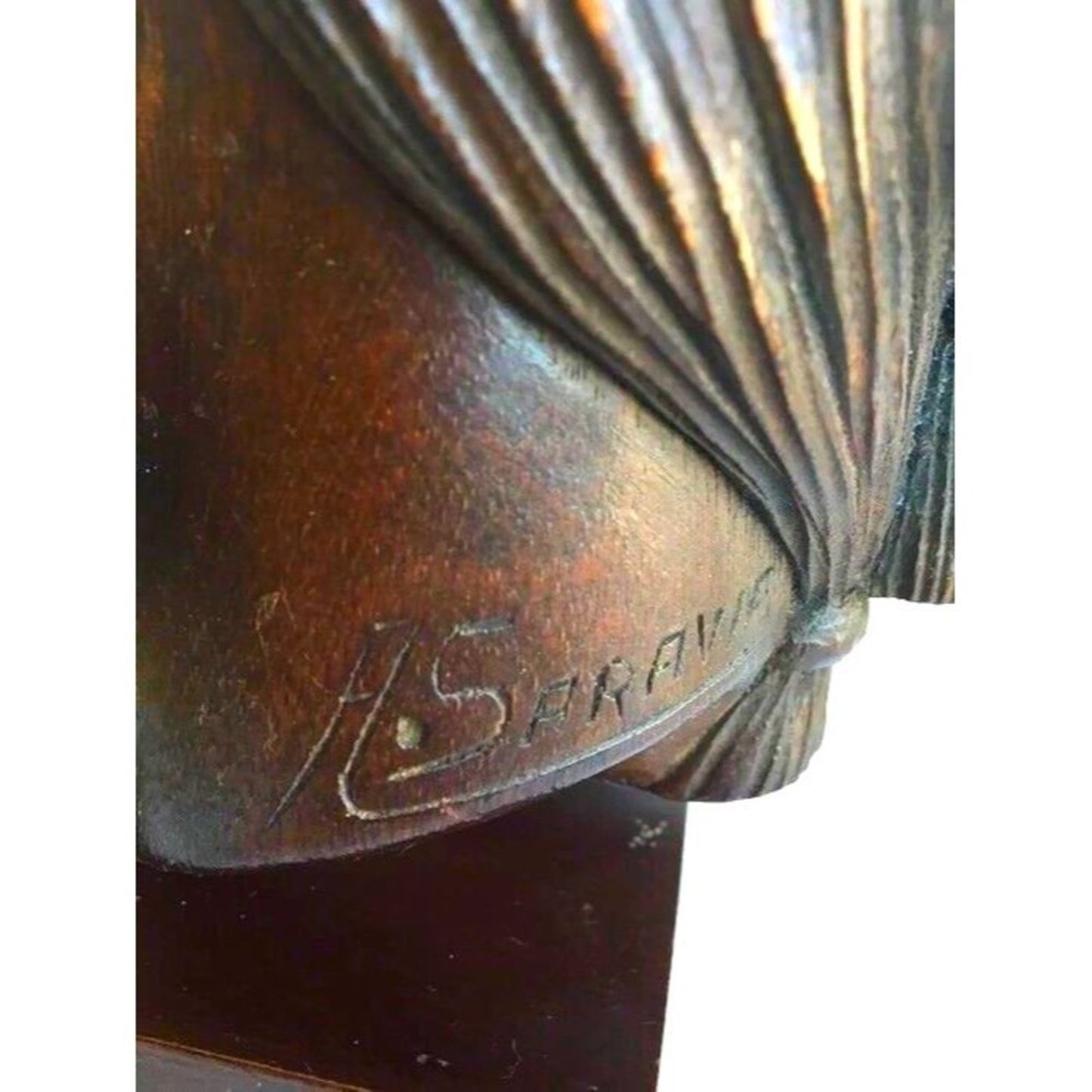 Antique Inca Warrior Statue Sculpture A. Saravia Peru Mahogany Wood Carving 1960