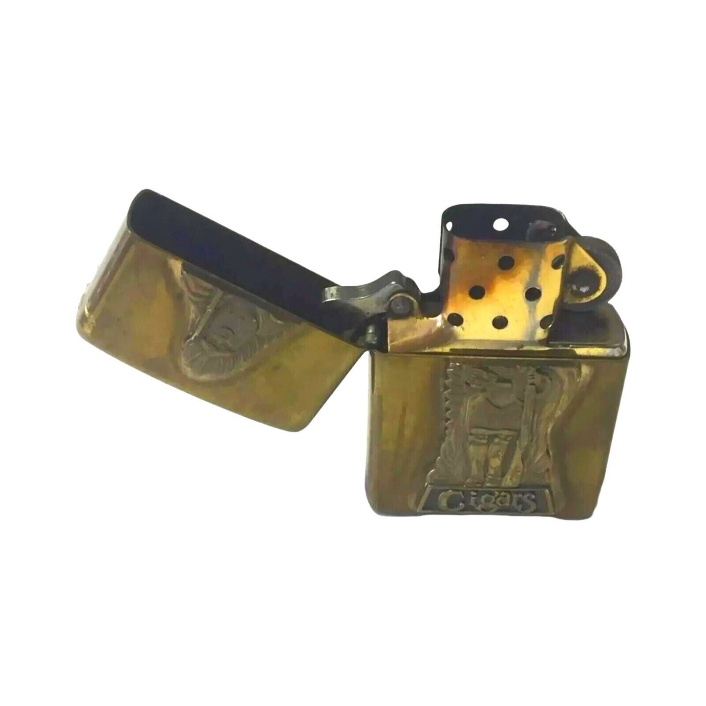 Brass Zippo Lighter Bradford Pa Usa Native American & Marcus Garvey Hero Coin