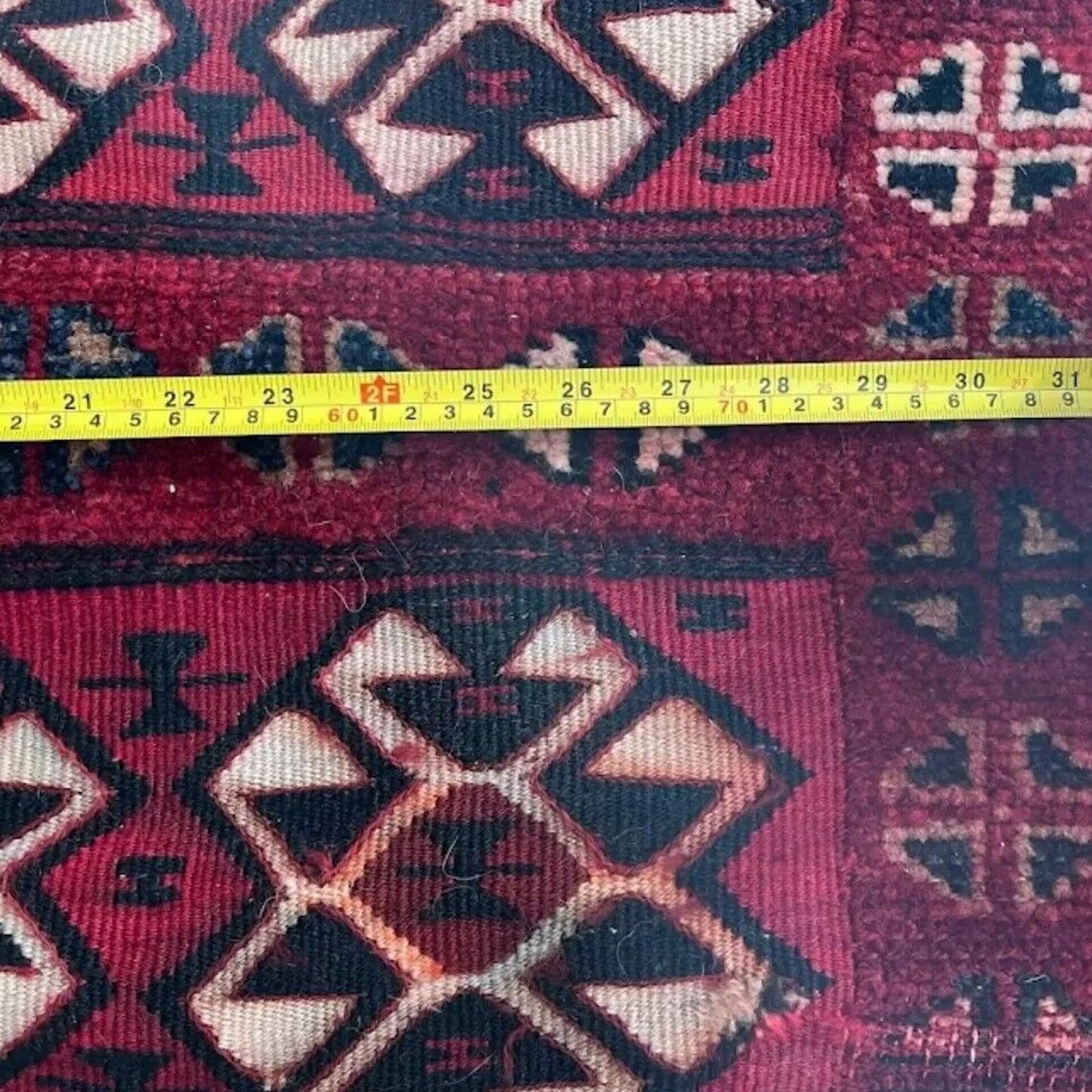 Vintage Hand-Knotted Wool Red Geometric Birds Ethnic Carpet Rug Kilim 54"X32"