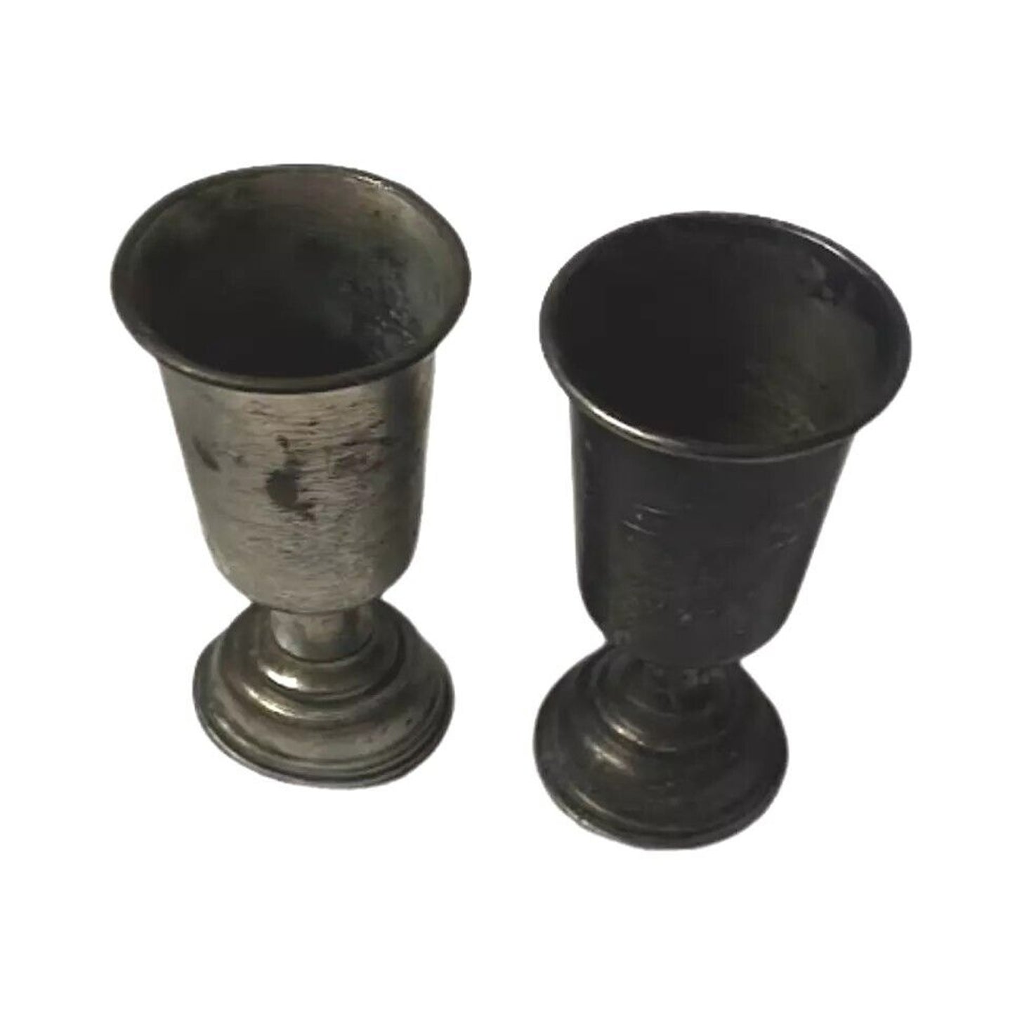 2 Liqueur Shots Cordial Goblets Stemware VTG Silverplate Antique 2.75"