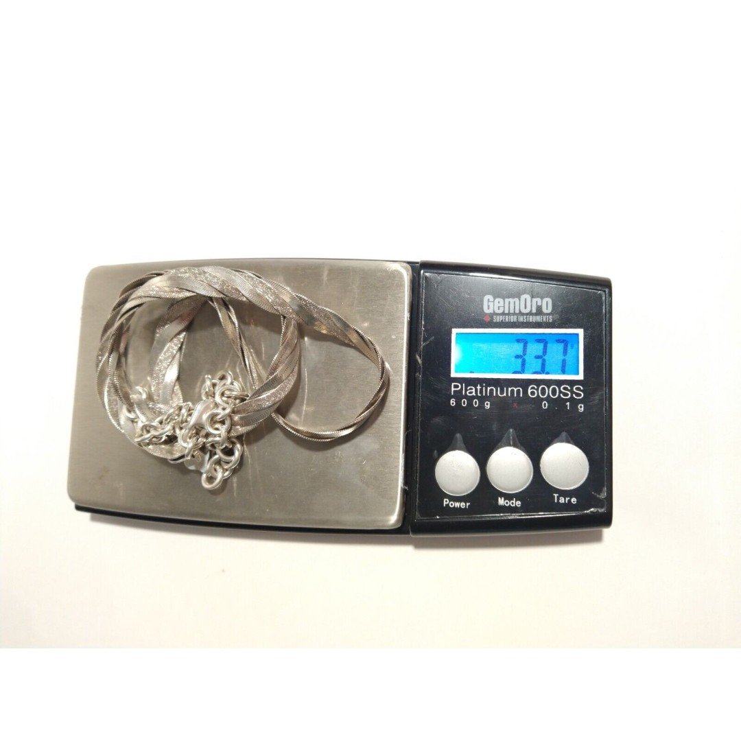 Vintage Heavy 925 Sterling Silver Italy Braided Herringbone Necklace 22.25"
