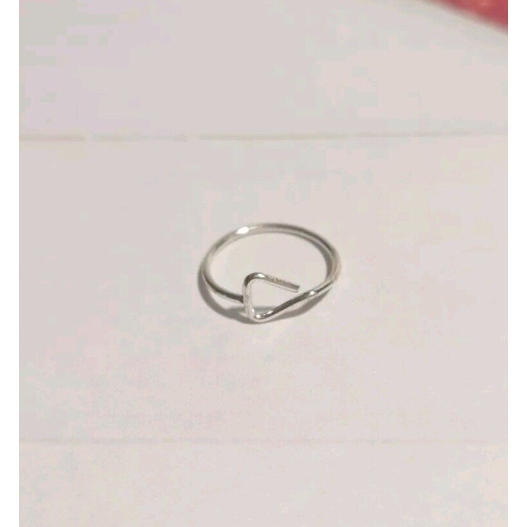 Dainty Open Triangle Silver Plated Band Ring, size 2~ Pinky Ring Silver Tone