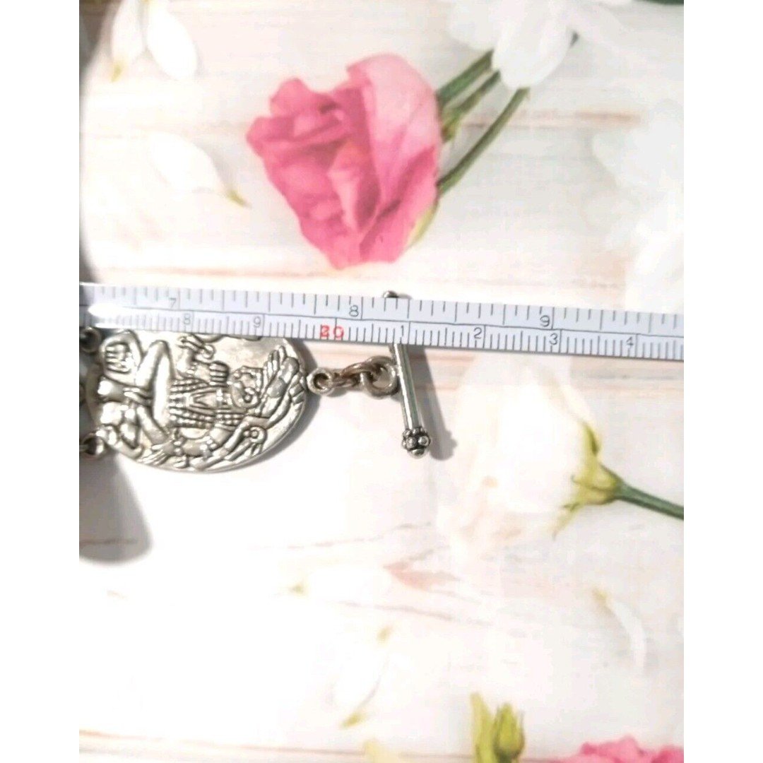 Vintage Mexico Aztec Mask Face Sterling Silver Plated Three Strands Bracelet