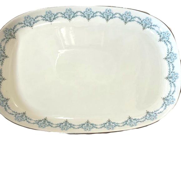 Vintage Franconia Krauthaim Serving Tray Platter White Porcelain Platinum Rim