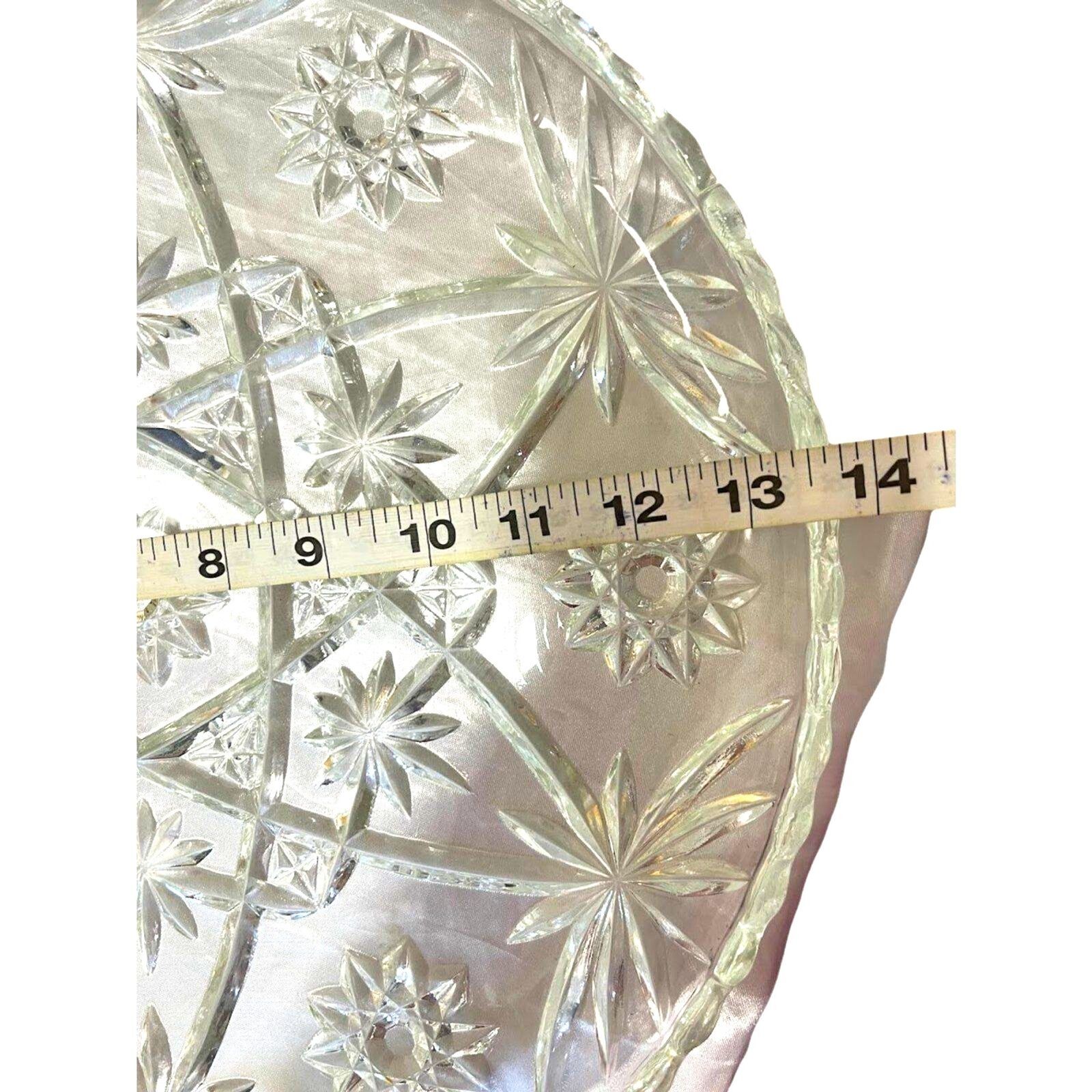 Vintage Serving Dish Platter Tray Crystal Glass Round Ornate Flower Serveware