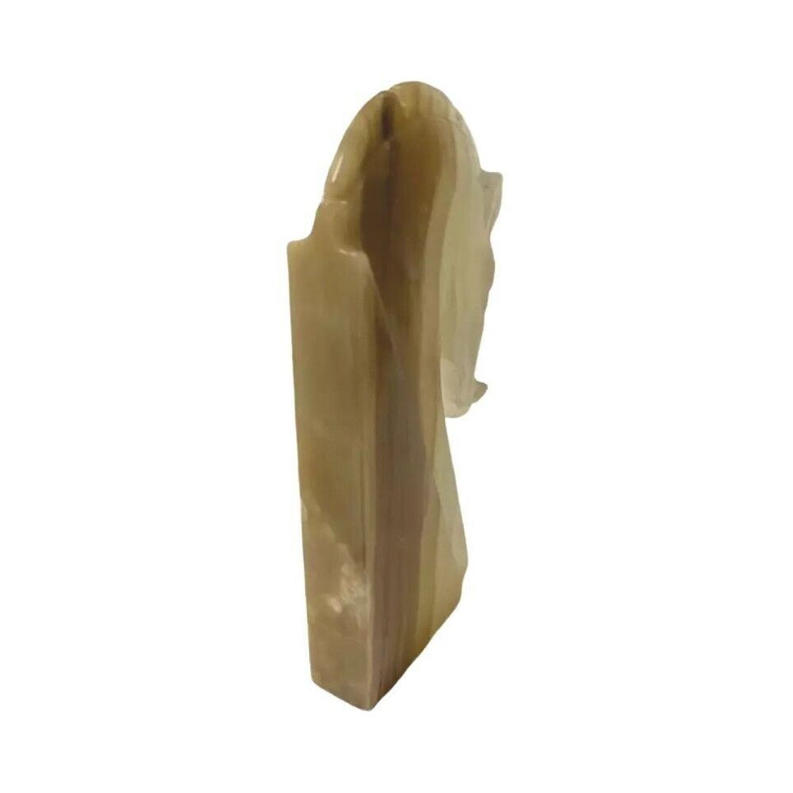Antique Carved Onyx Horse Head Bookend Figure Paper Weight Yellow-Brown 10"H
