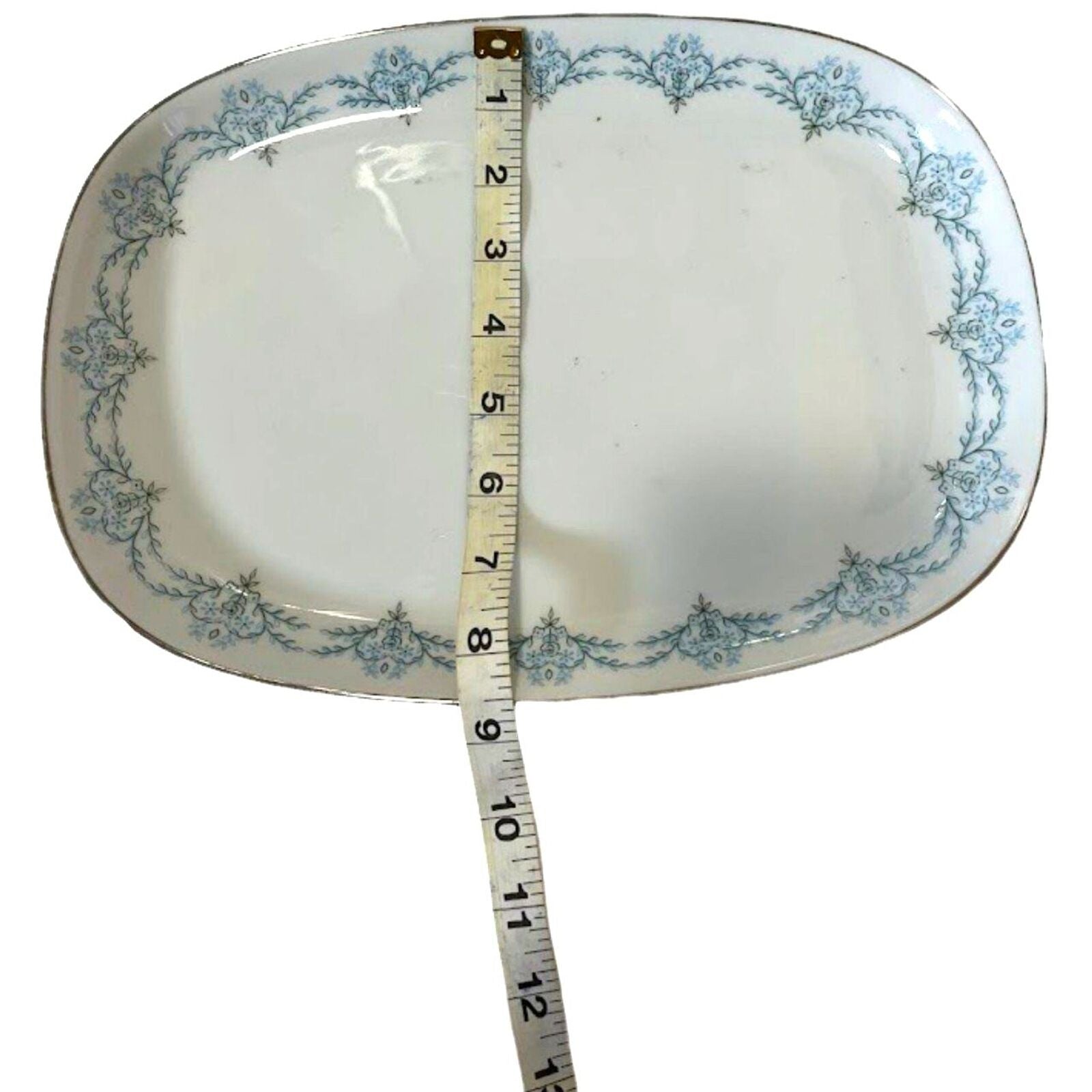 Vintage Franconia Krautheim Serving Tray Platter White Porcelain Platinum Rim