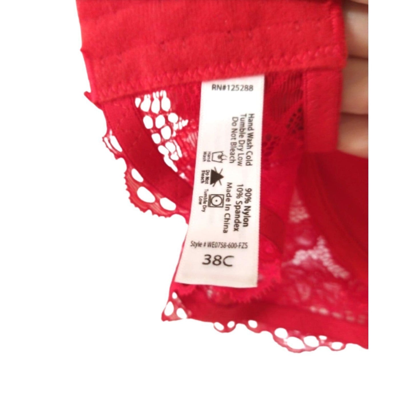 Red lace women's push up bra 38C lingerie