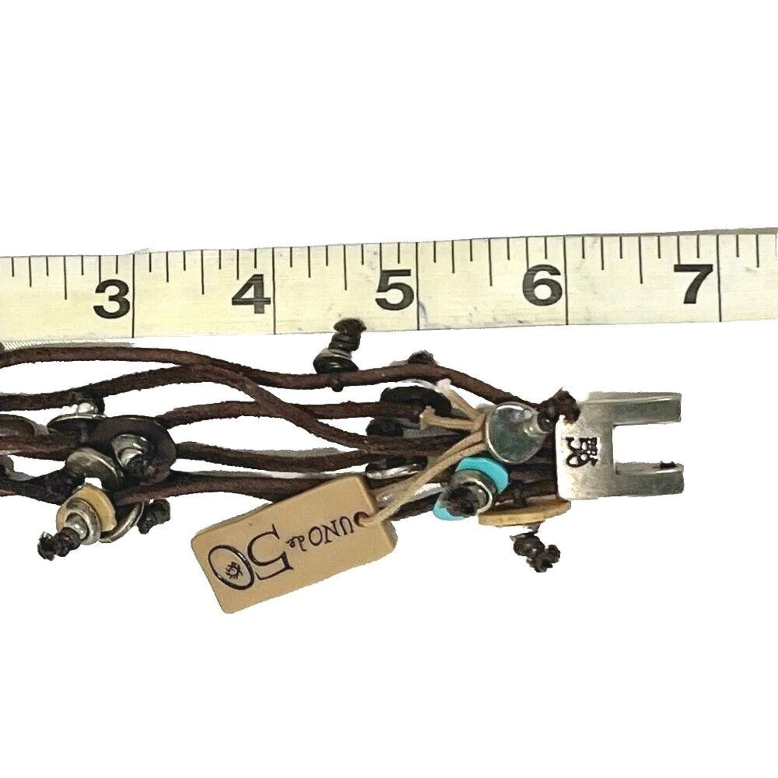 Uno de 50 Unisex Bracelet Silver Brown Leather With Charms Men's Women's Spain