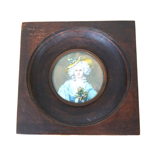 Antique French Miniature Painting Madame Elizabeth Louis Sister Signed Fine Art