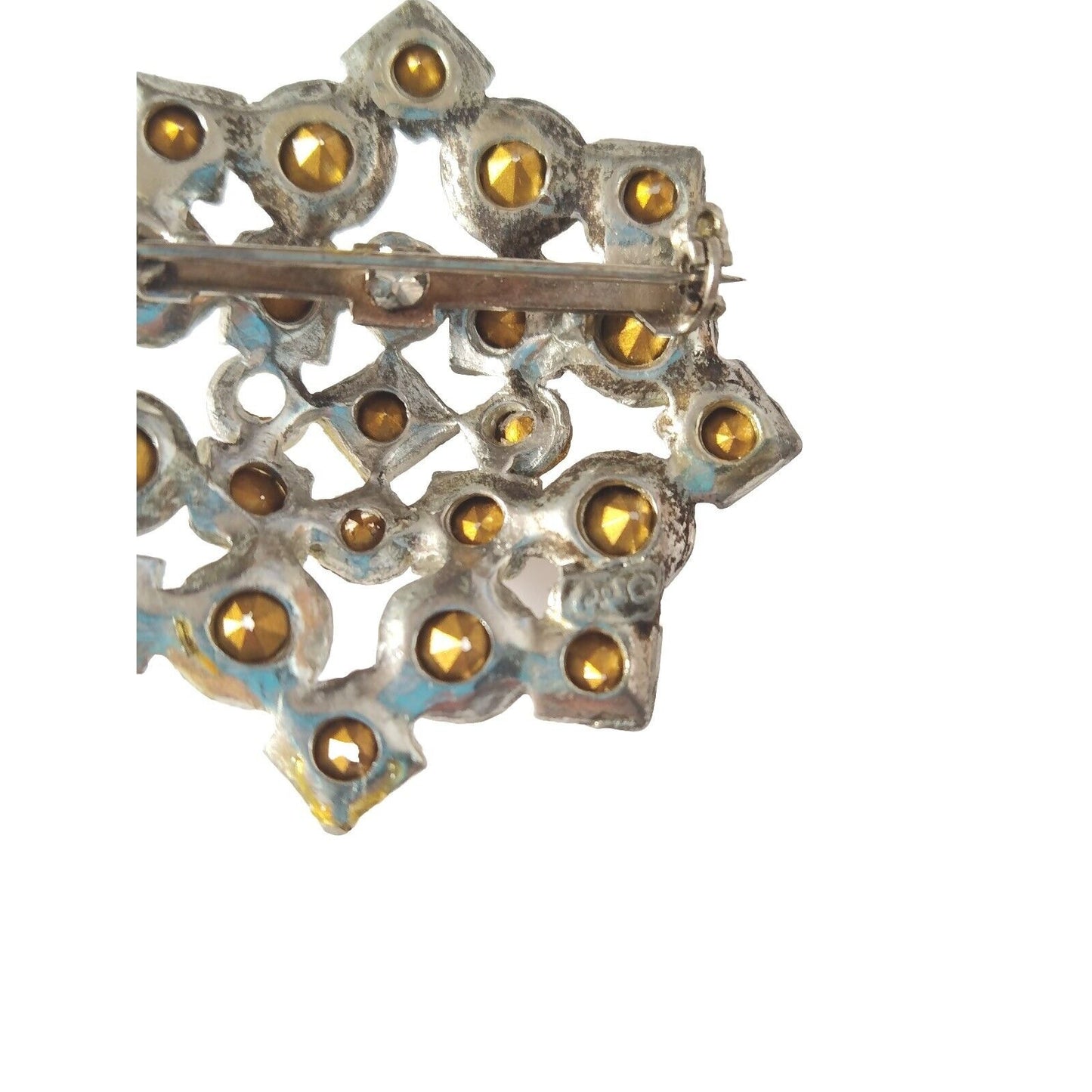 Vintage Women's Brooch Pin Rhinestones Snowflake Star Designer Signed Estate