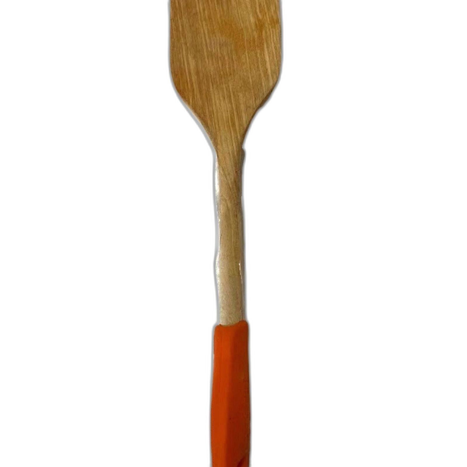 Imusa Wooden Spatula Orange Silicon Handle Kitchen Utensil Cooking