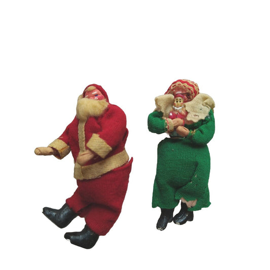 Vintage Mr. & Mrs. Santa Claus Dolls Toys with Grandchild Fabric Cloth
