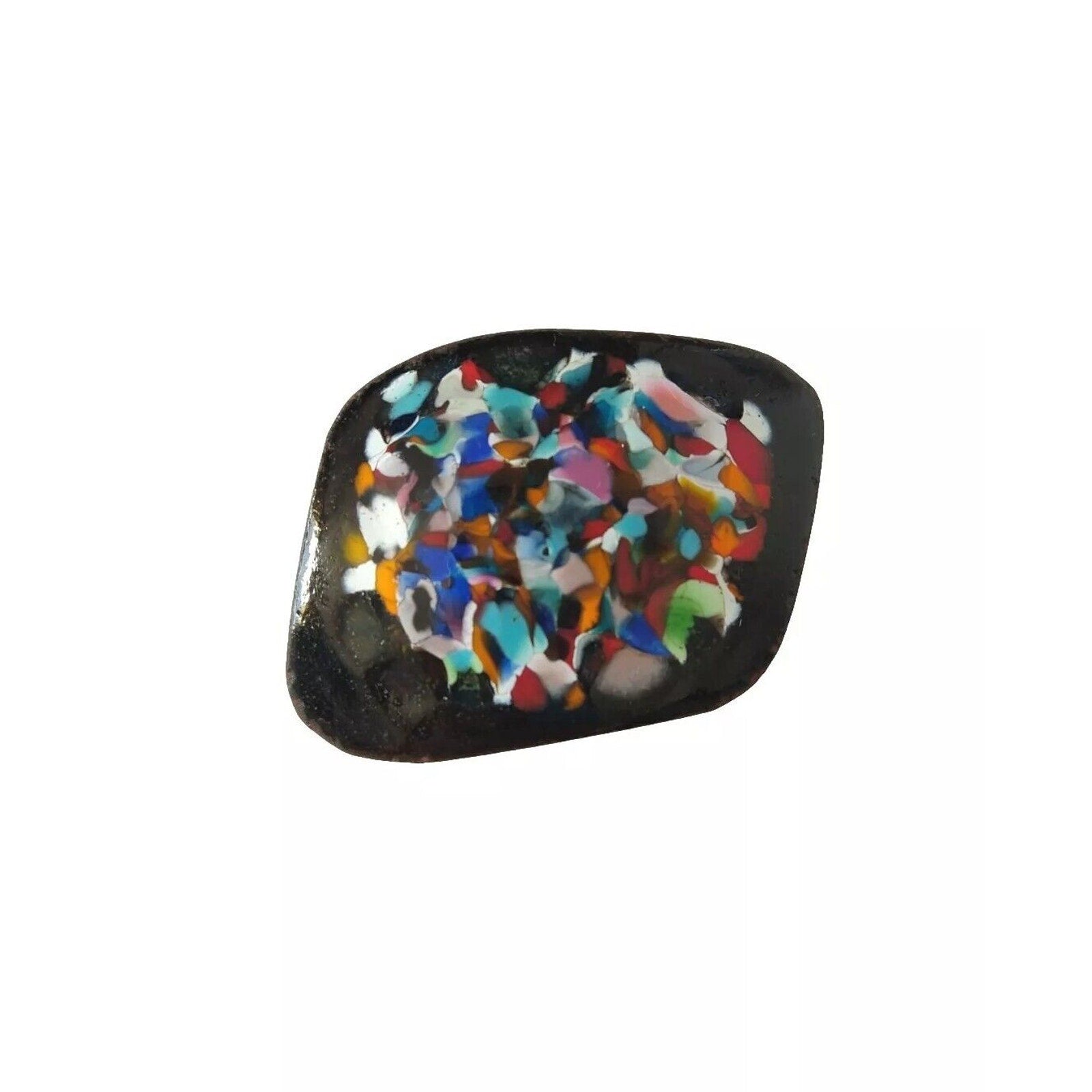 Vintage Women's Brooch Pin Abstract Black Enamel Austria Estate Fashion Jewelry