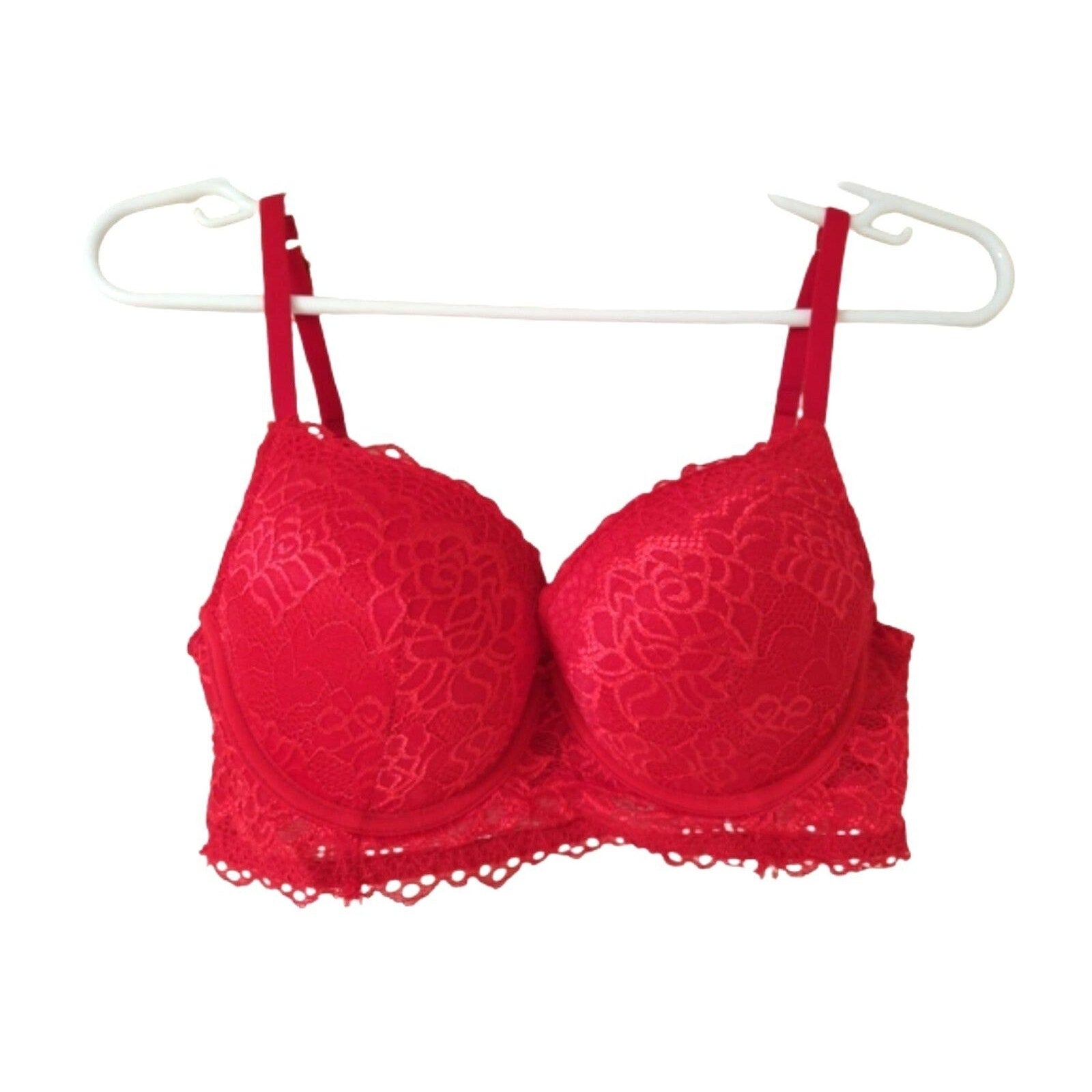 Red lace women's push up bra 38C lingerie