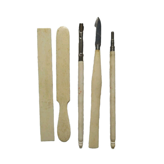 Rare Antique Set Bone Handled Grooming Tools Vanity Hair Nails 5 Pcs
