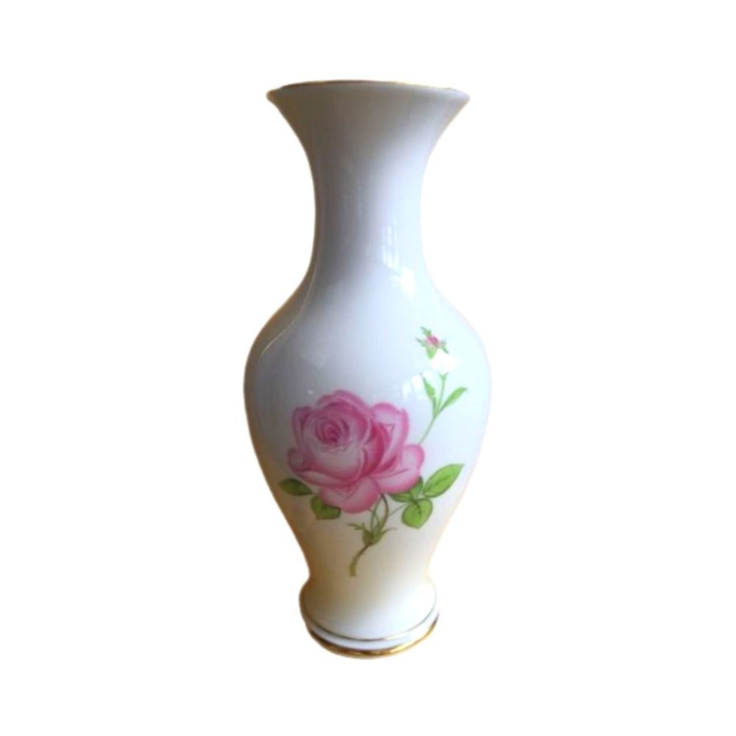 Antique Meissen Pink Rose Vase 1934-1945 Fine White Porcelain Original German