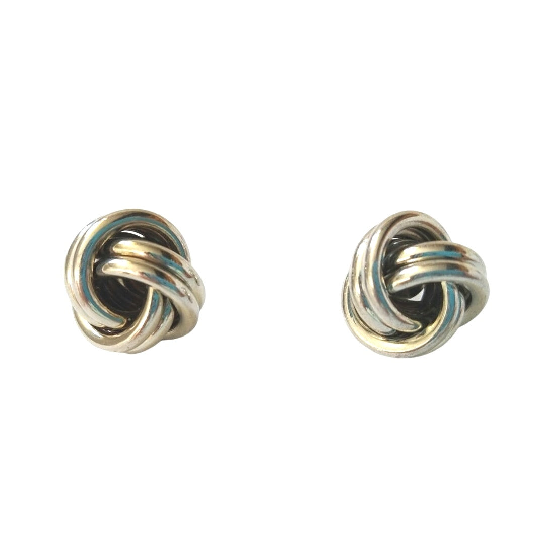 Vintage Love Knot Stud Earrings Silver Tone Post Screw