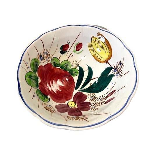Vintage Salad Serving Bowl Dish Platter White Round Porcelain Floral