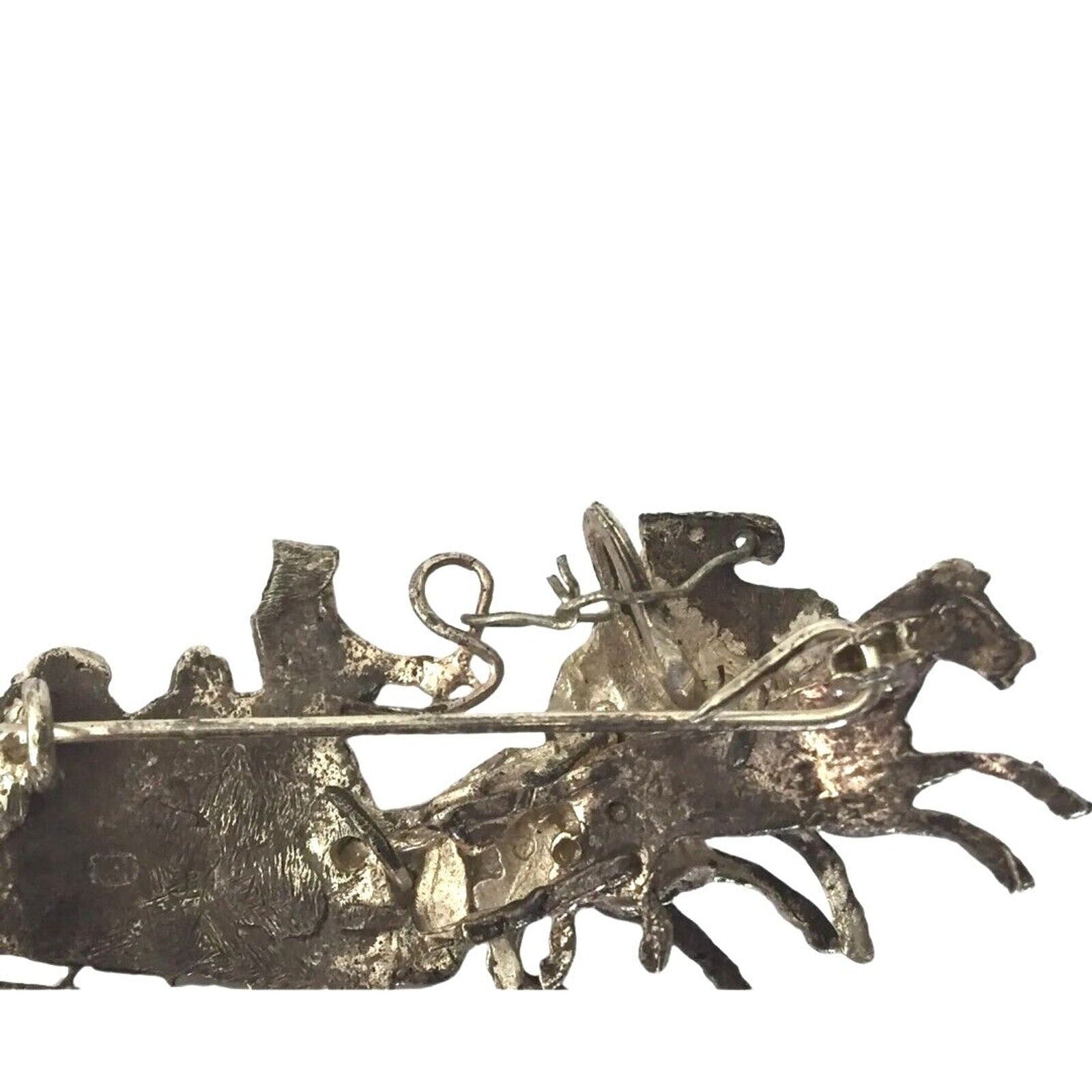 Brooch Imperial Troika Antique 84 Silver Jewelry 1800s 3horses Sleigh