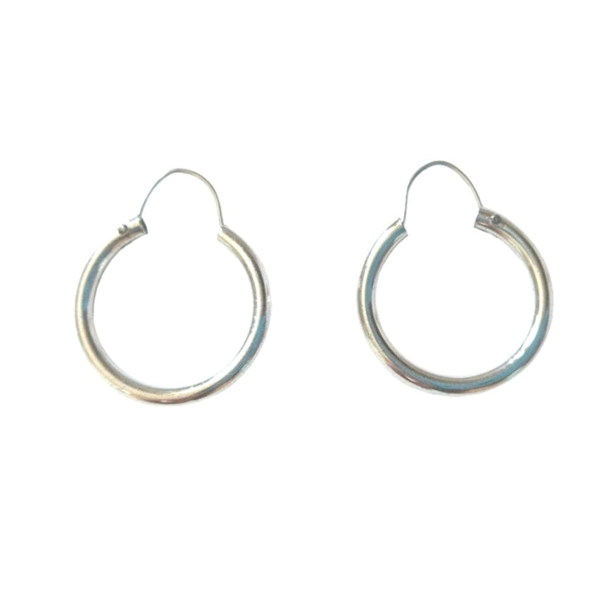 Vintage Small Huggie Hoops Earrings Sterling Silver Plated