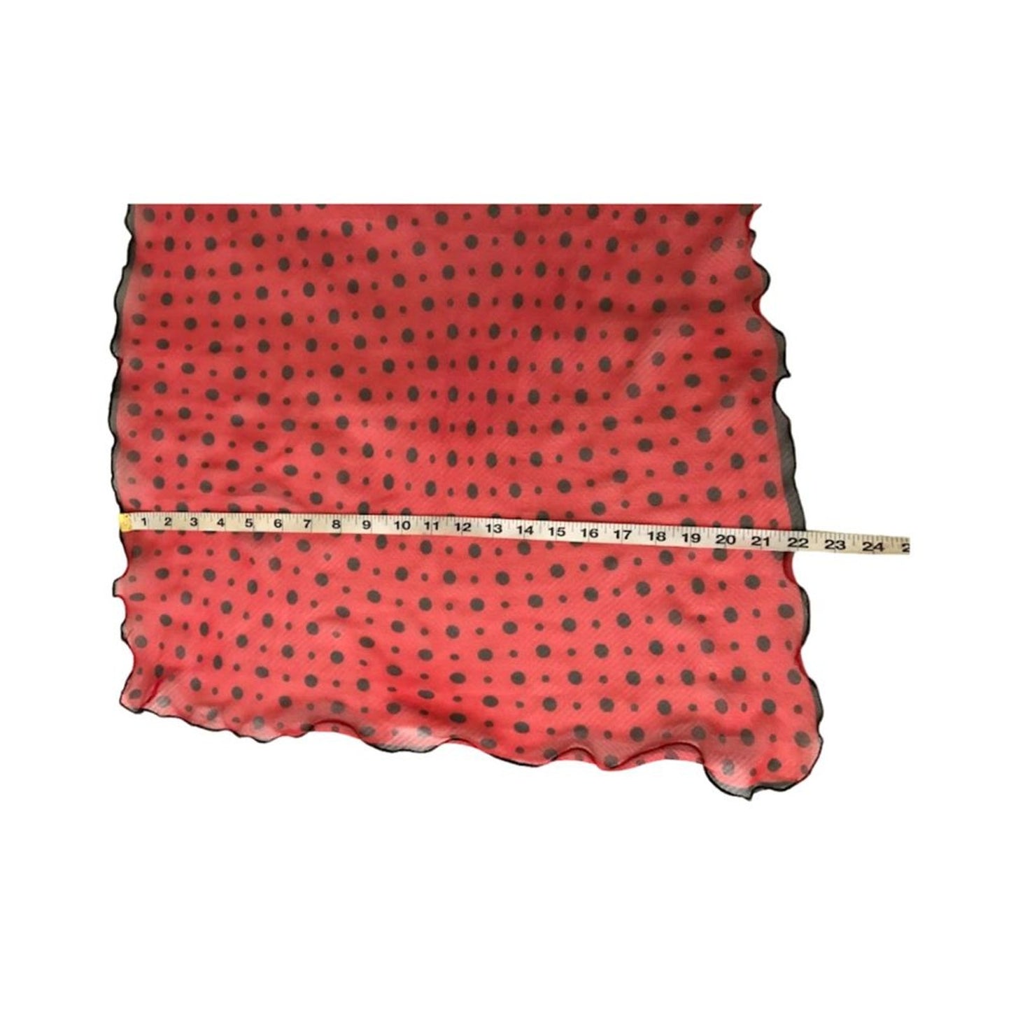 Women`s Small Square Scarf Bandana Red Black Polka Dot Headwear Neck Scarf