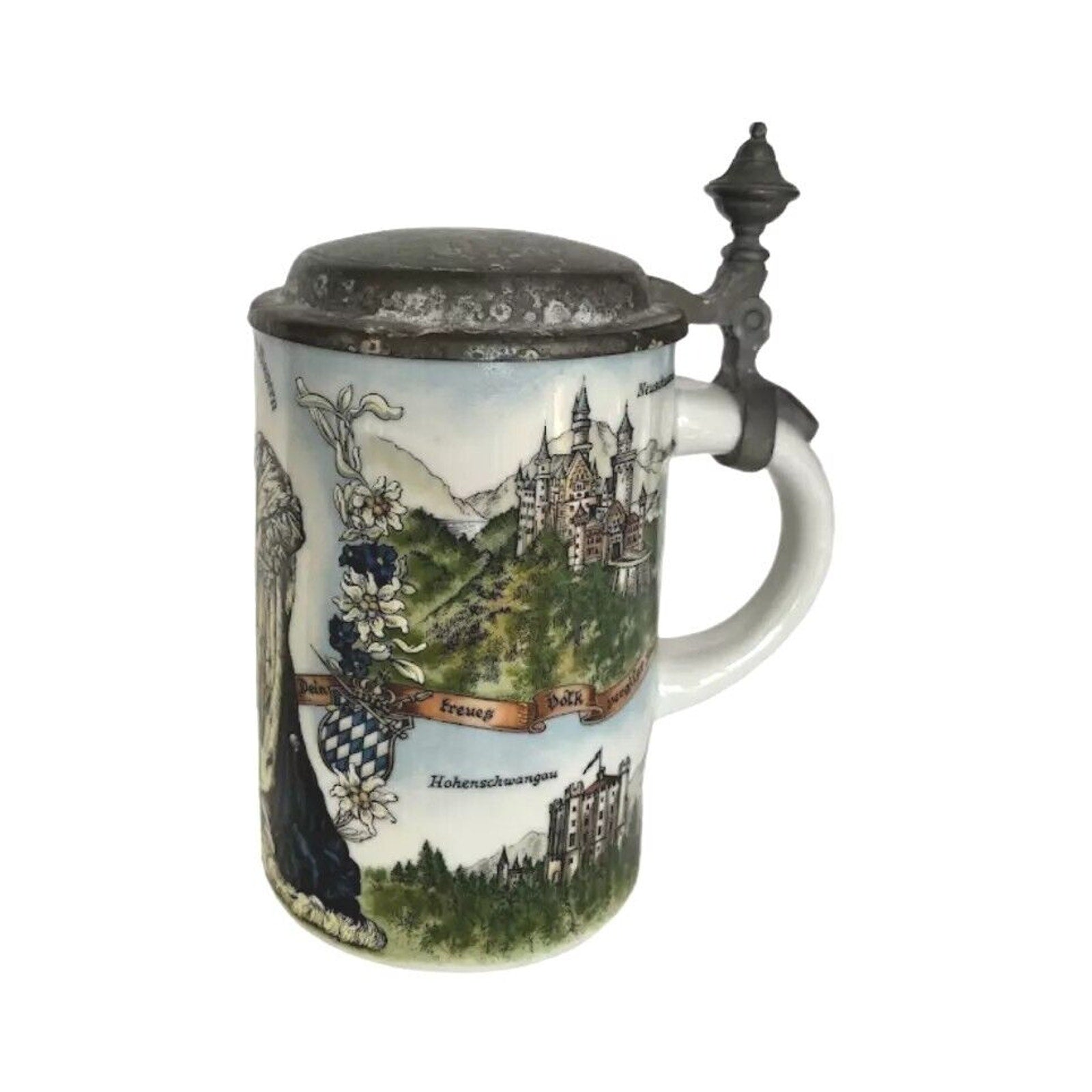 Vintage West Germany Beer Stein Lid Konig Ludwig II Von Bayern 1845-1886