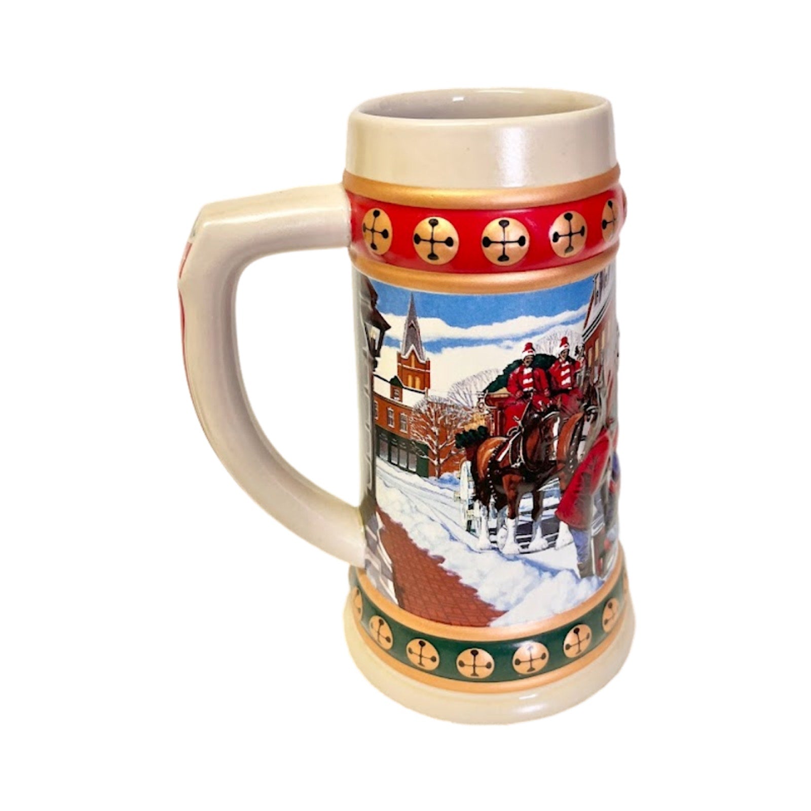 Vintage 1993 Anheuser Busch Budweiser Holiday Beer Stein Mug Cup Clydesdales