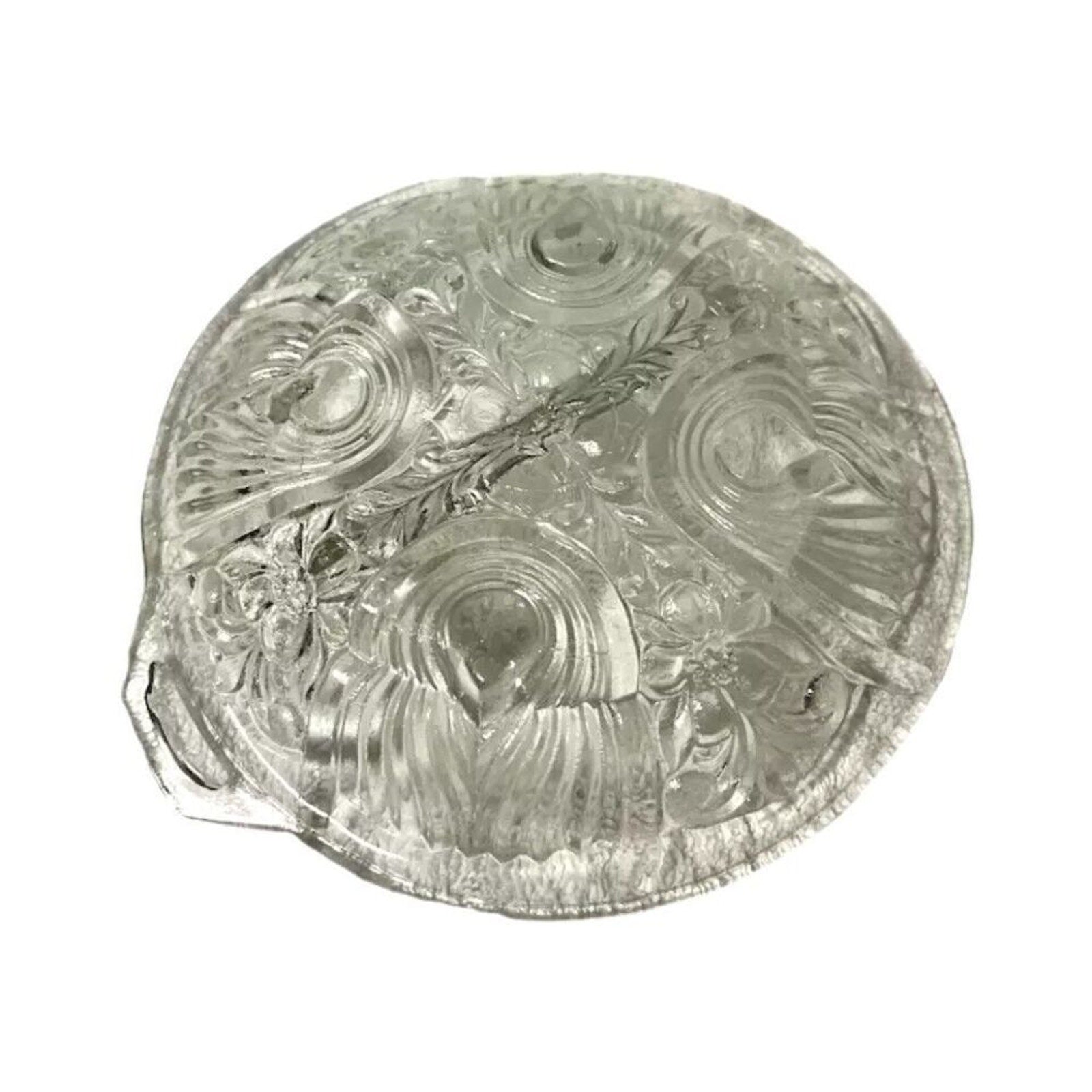 Vintage Indiana Killarney Clear Depression Glass Divided Candy Relish Dish 7.5"