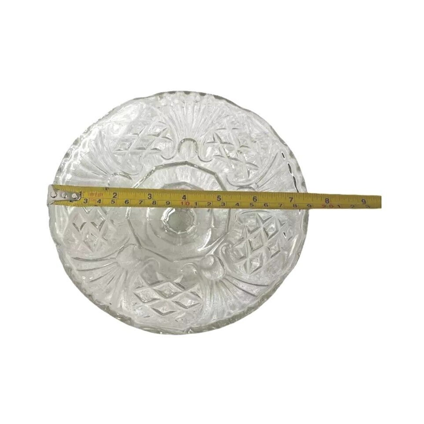 Mid Century W. Germany Crystal Pedestal Cake Plate Pressed Sunburst Beyer Glass