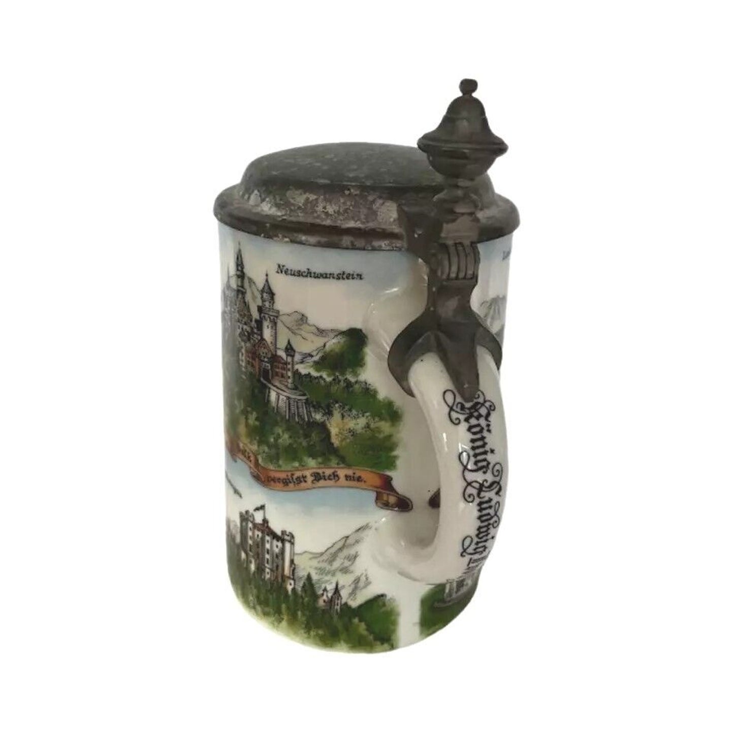 Vintage West Germany Beer Stein Lid Konig Ludwig II Von Bayern 1845-1886