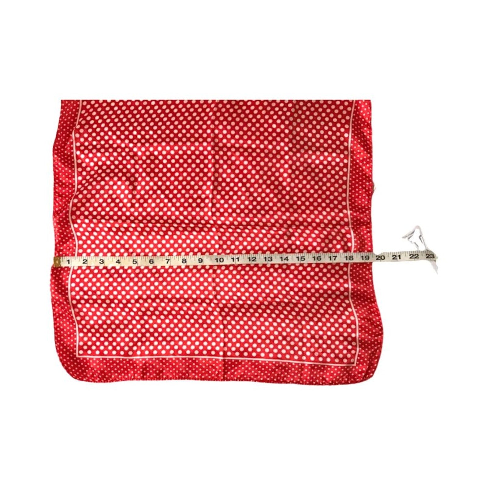 Women`s Small Square Scarf Bandana Red White Polka Dot Headwear Neck Scarf